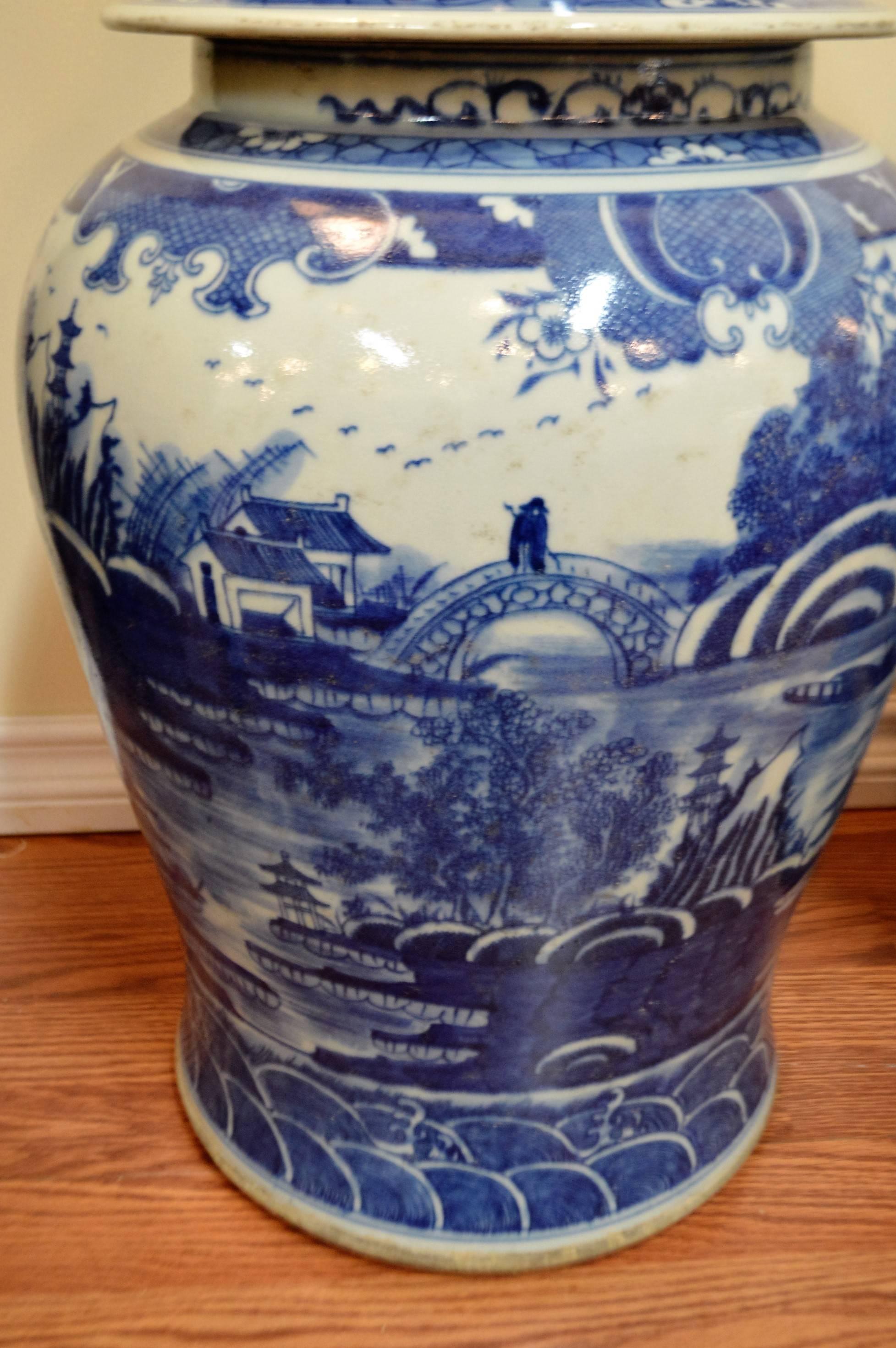 large blue ginger jar