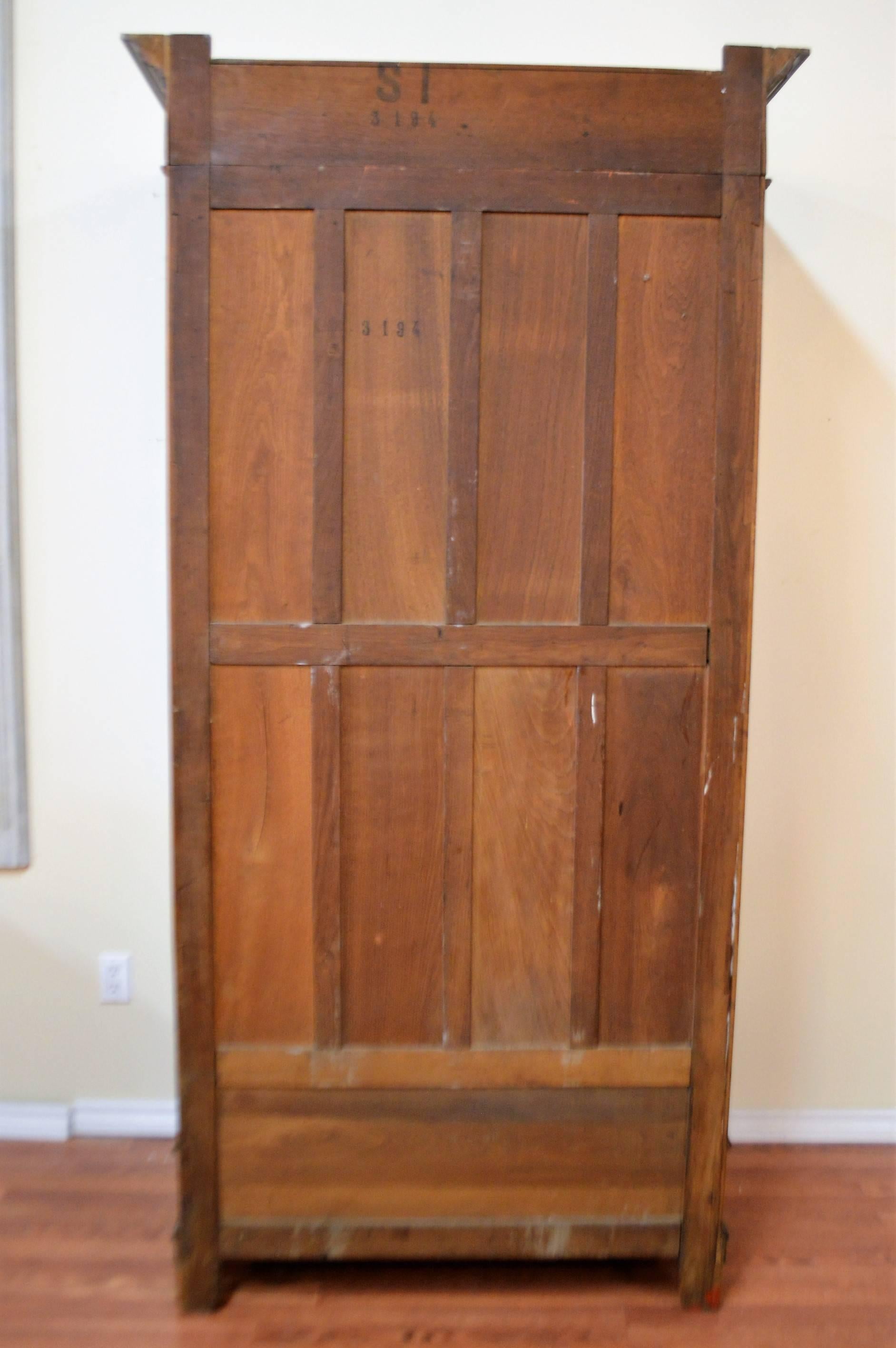 Directoire Style Walnut One-Door Armoire with Mirrored Door 1