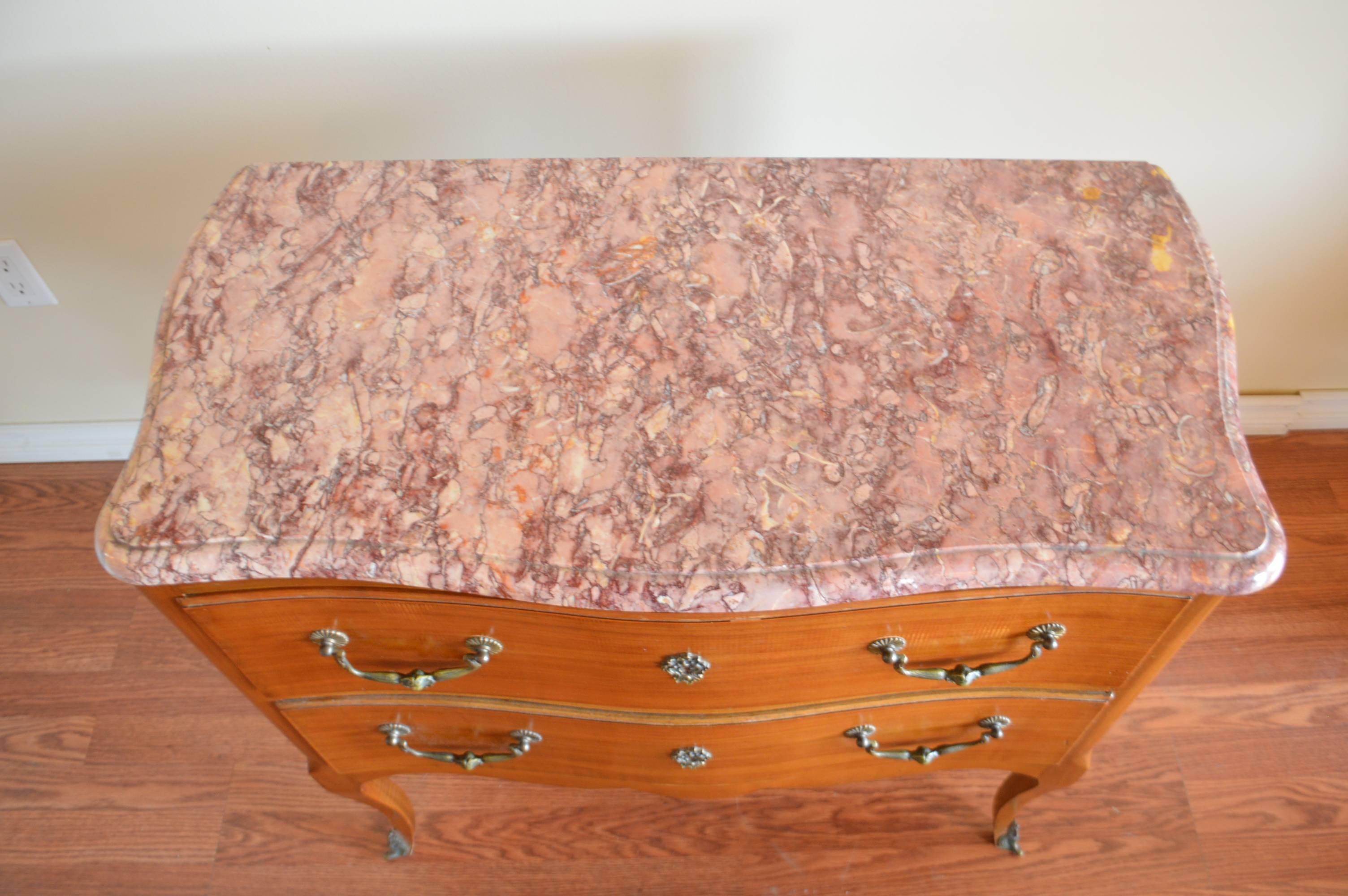 20th Century Louis XV Style Walnut Two-Drawer Commode
