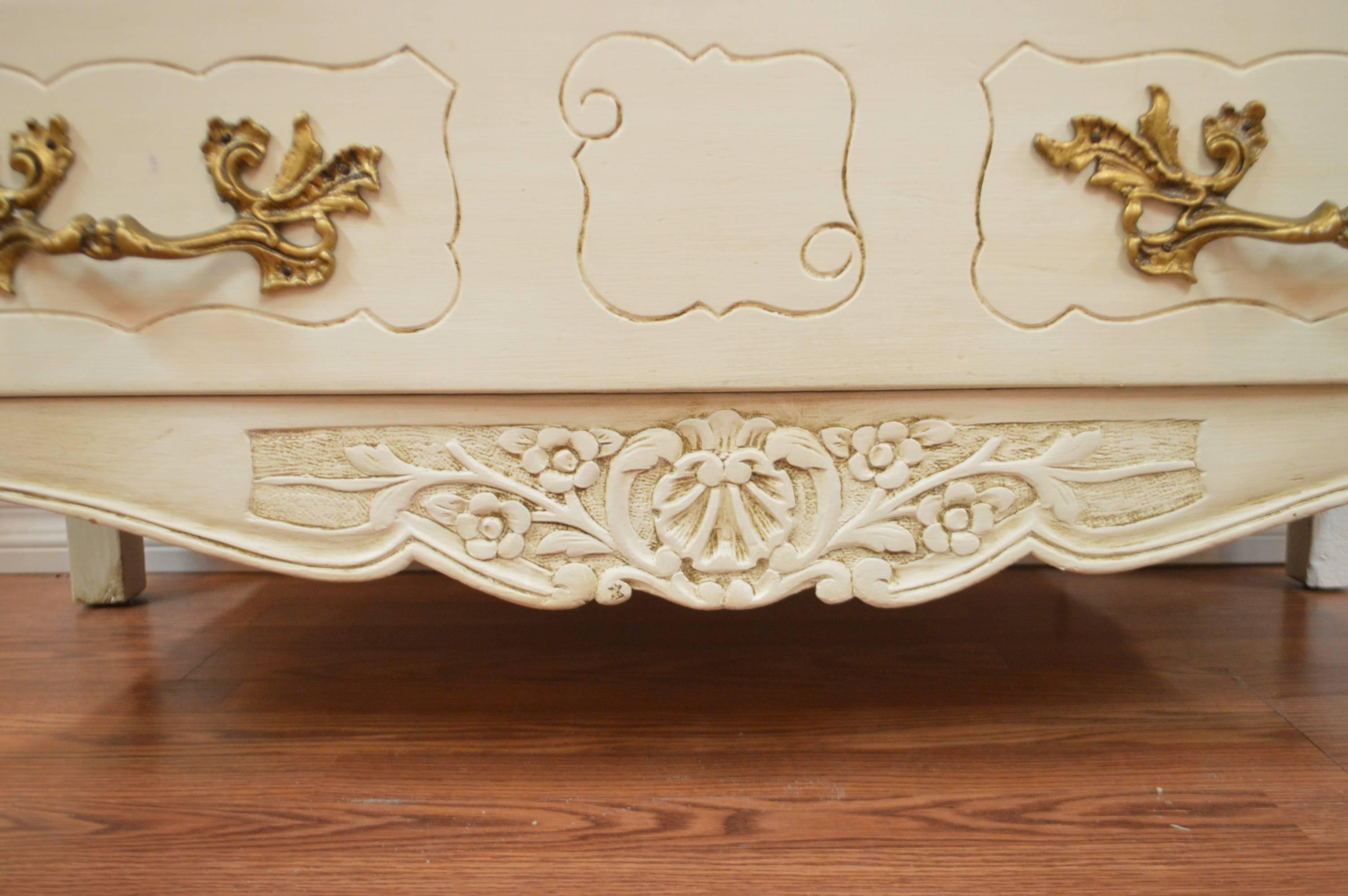 Gilt Pair of Louis XV Style Painted Commodes
