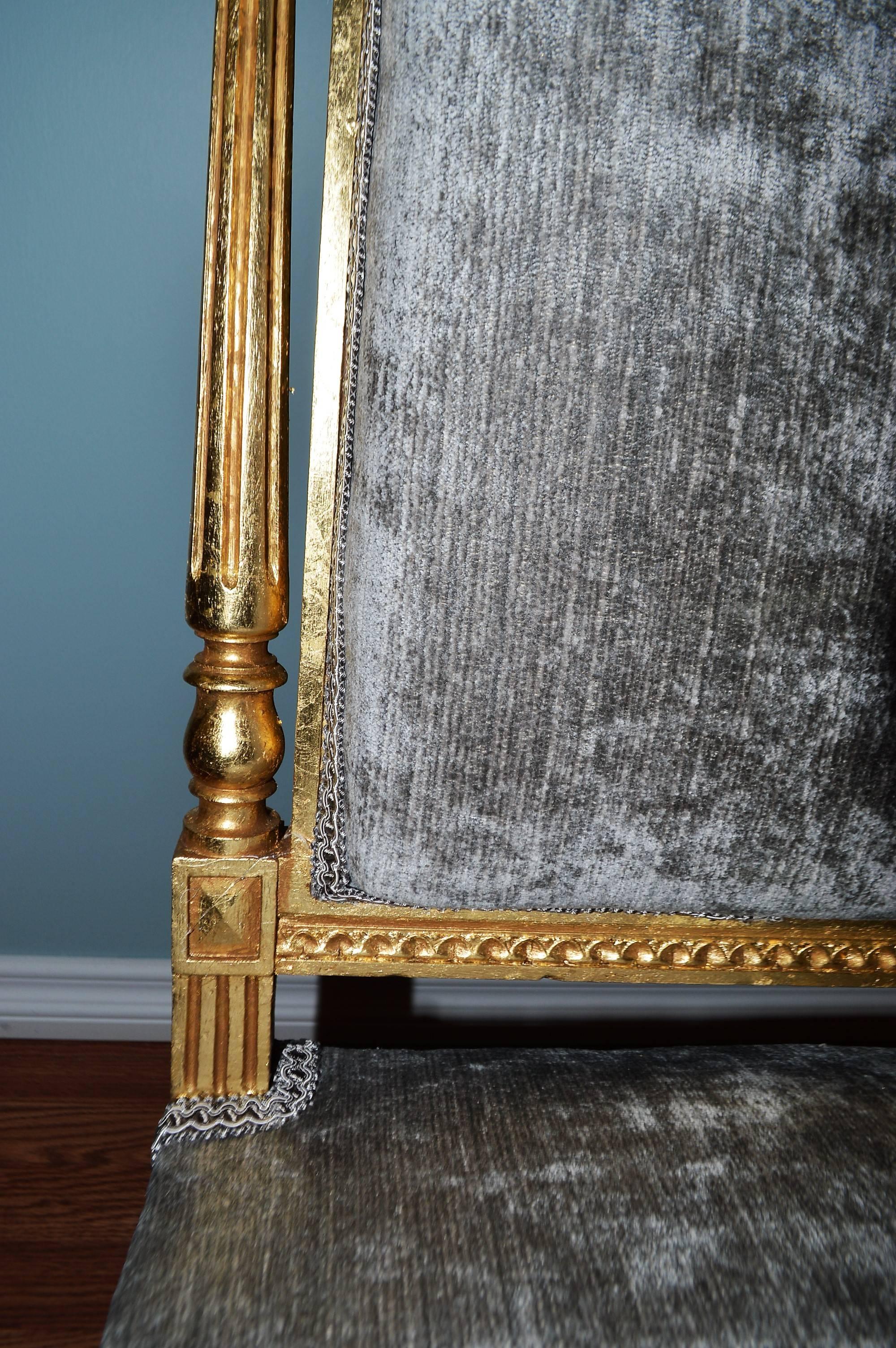 Gilt Pair of Louis XVI Style Gilded Side Chairs