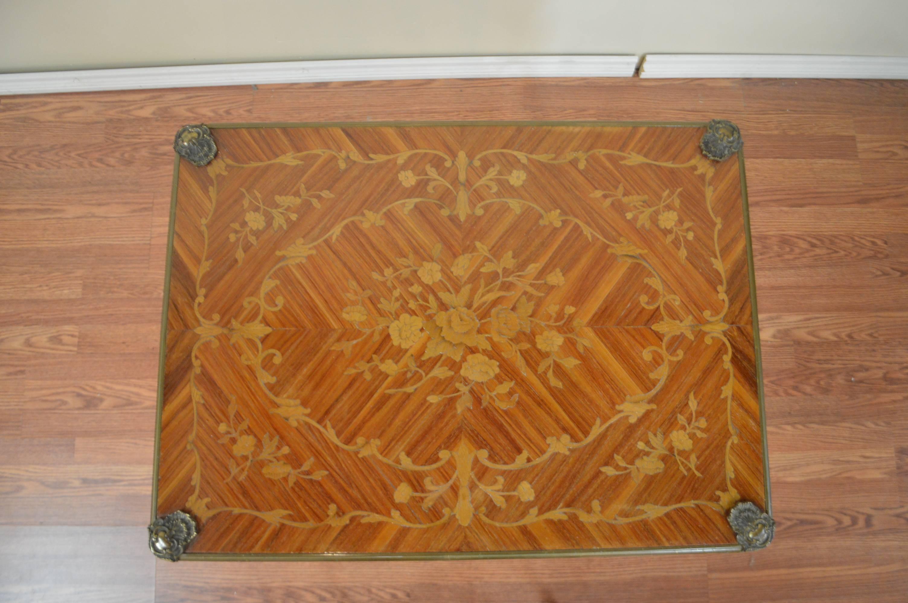 French Louis XV Style Inlay Wood Game's Table