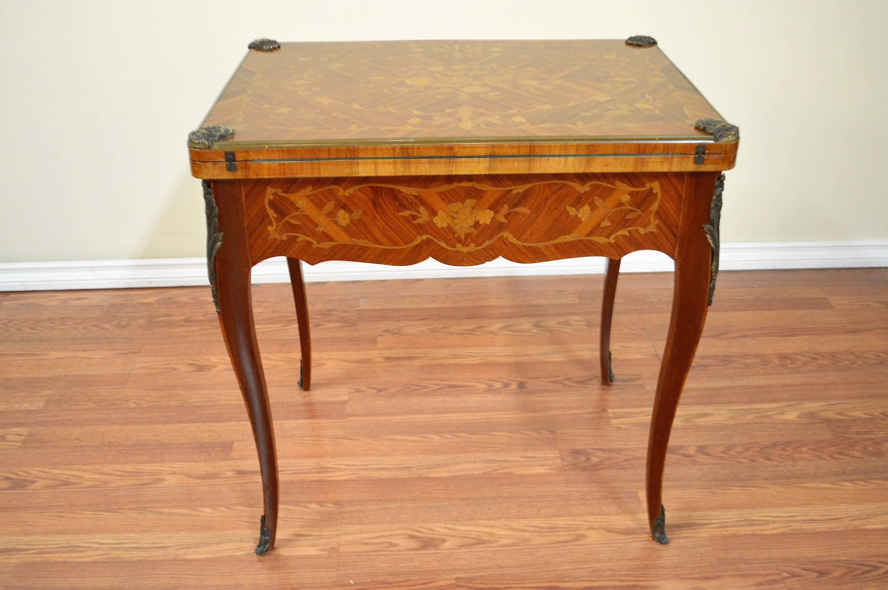 Louis XV Style Inlay Wood Game's Table 1