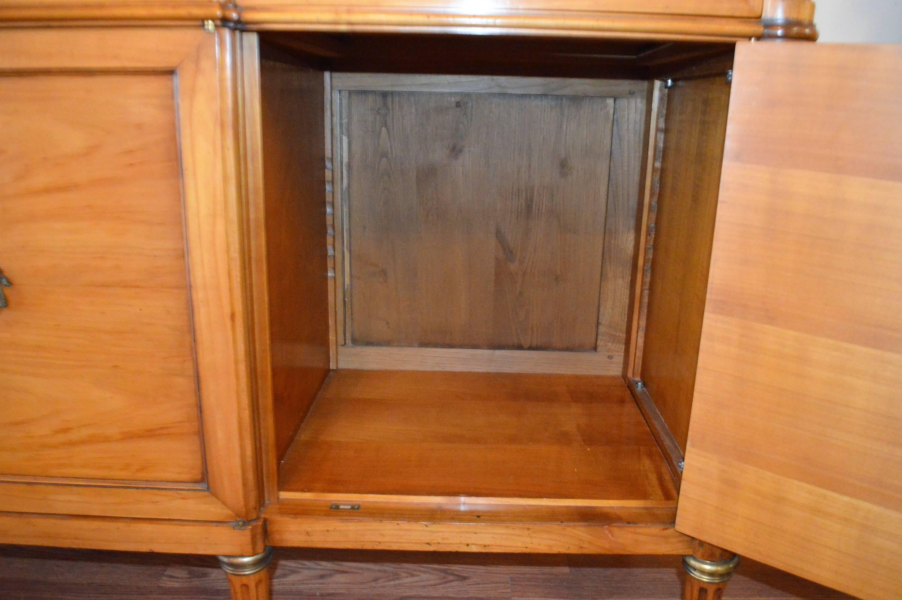 Louis XVI Style Cherry Wood Buffet or Cabinet with Marble Top 1