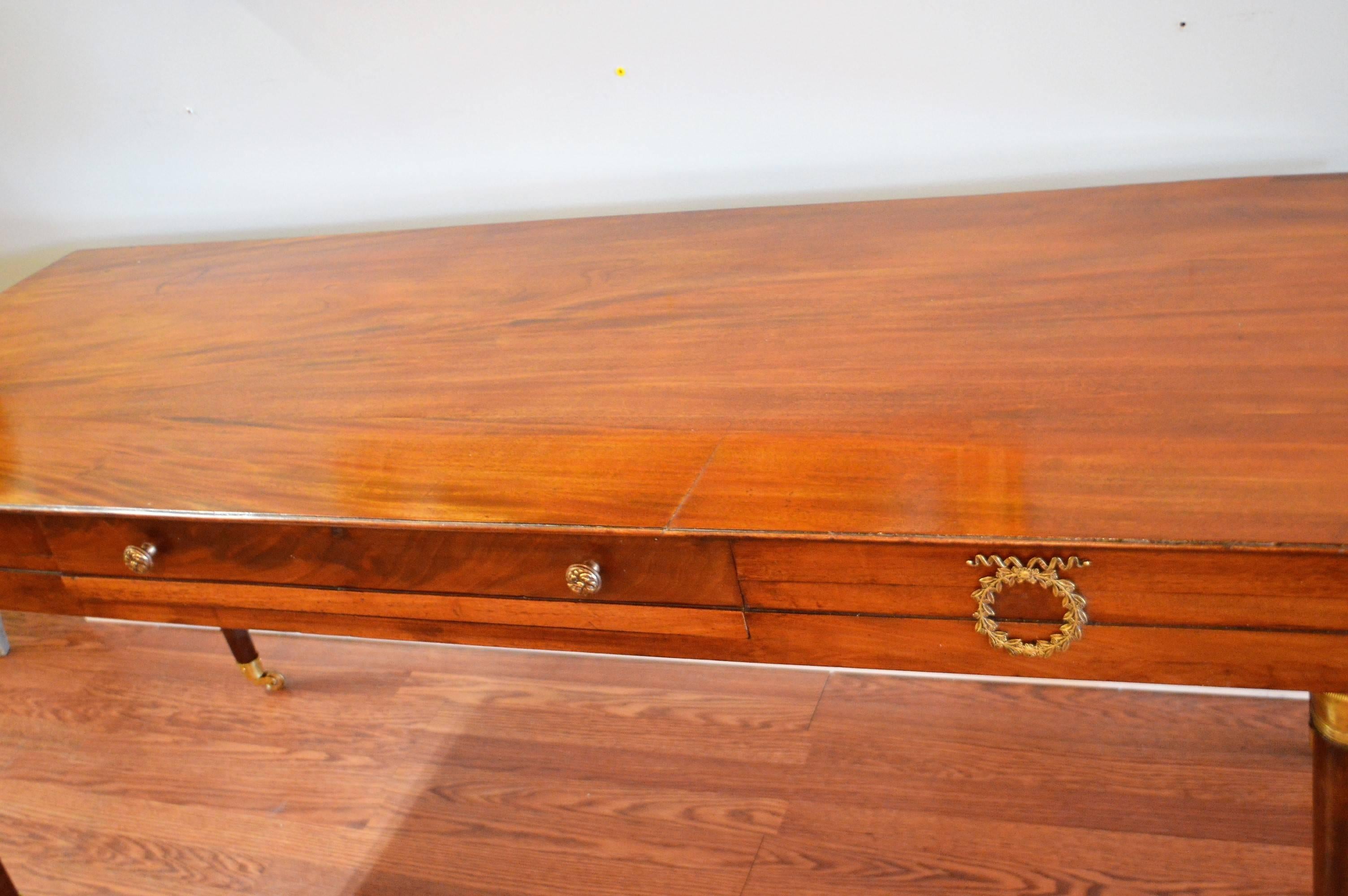 Bronze Louis XVI Style Mahogany Console or Sofa Table