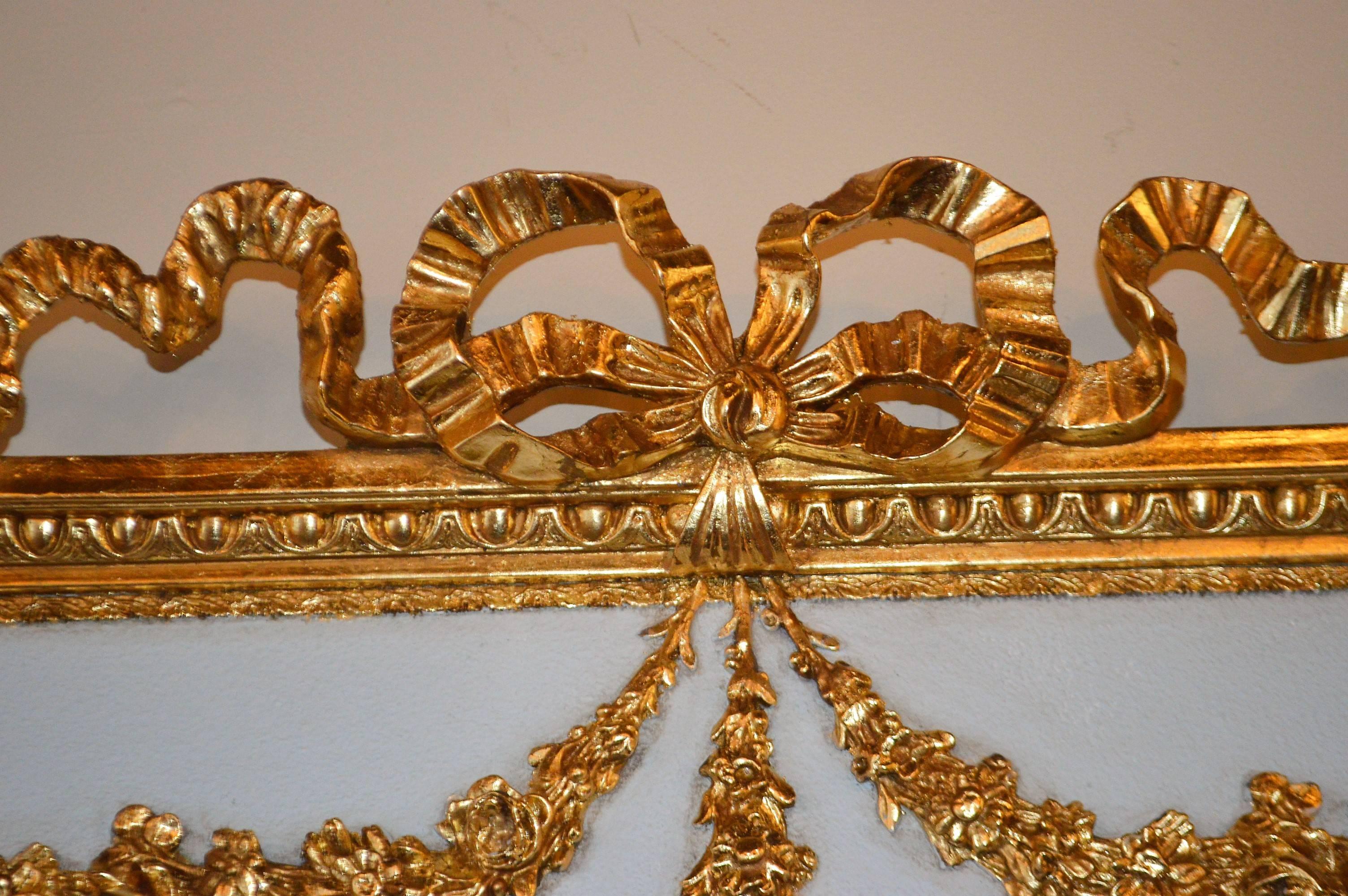 French Louis XVI Style Painted and Gilded Trumeau Mirror
