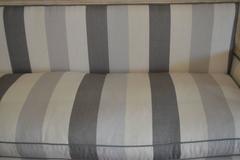 Louis XVI Style Painted Sofa with New Stripe Linen Fabric, Feather and Dawn Seat