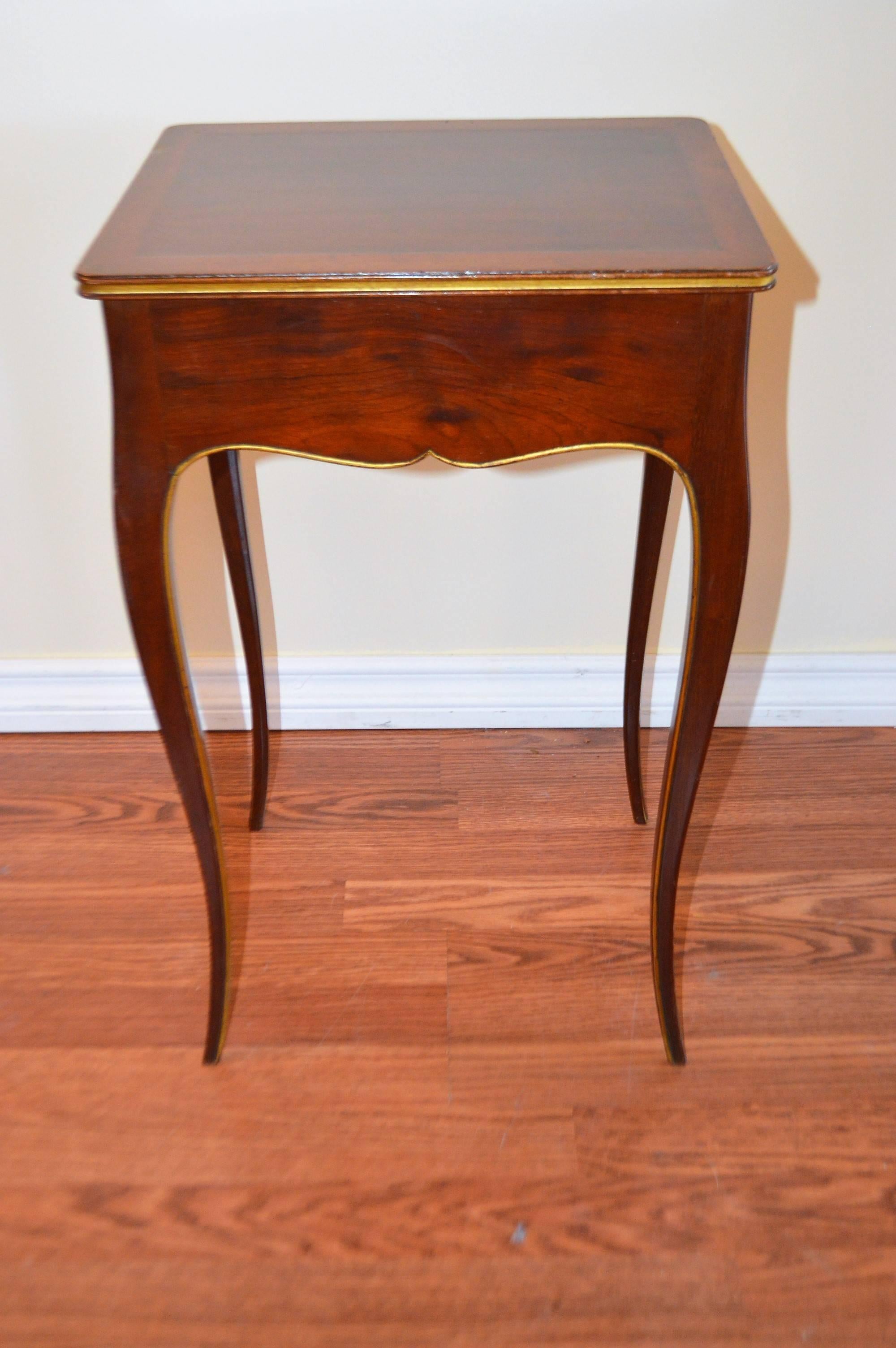 Pair of Elegant Mahogany Side Tables, Gilded Molding, Drawer and Pull-Out Table 1