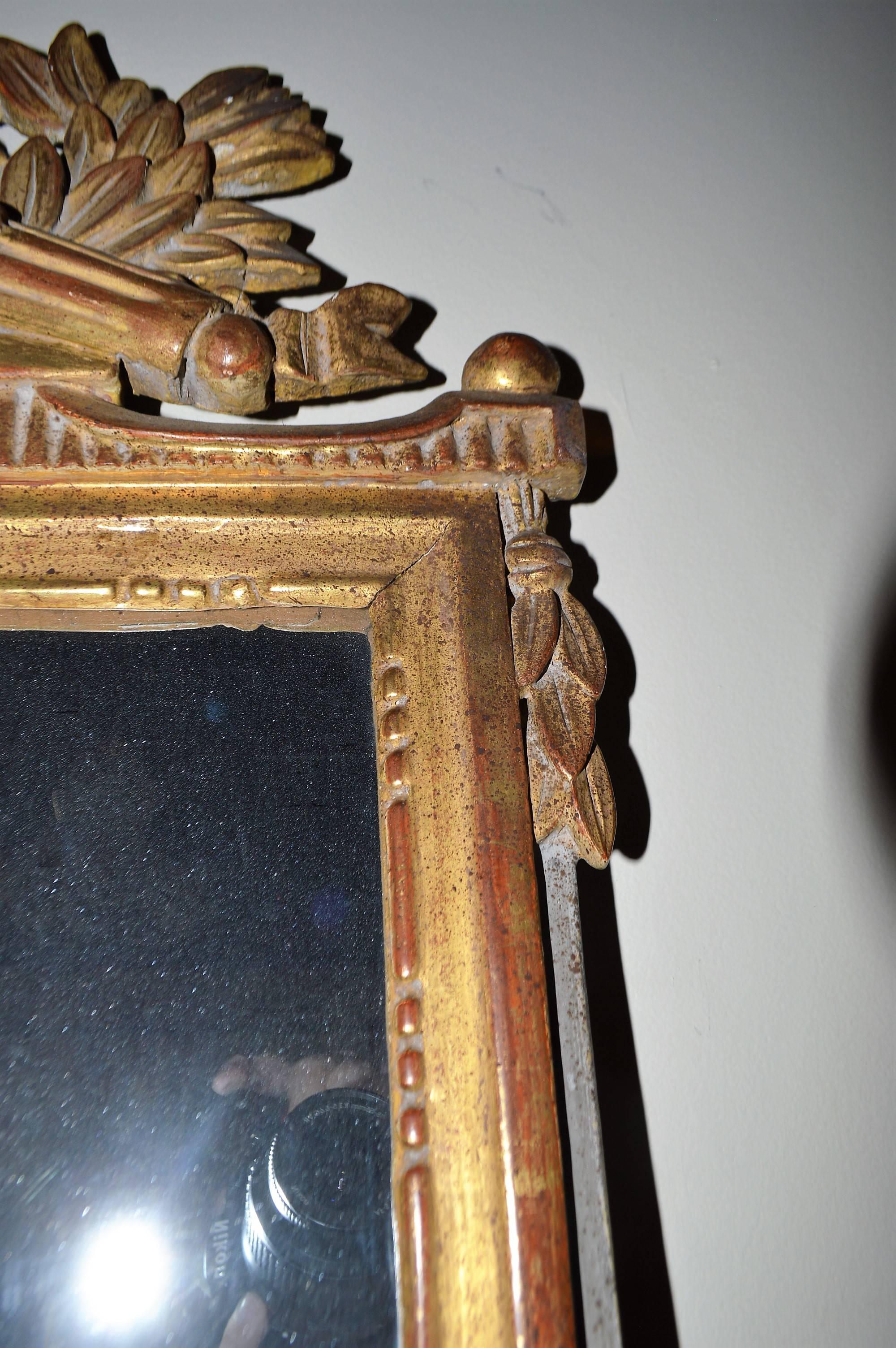 Louis XVI Pair of Small French Gilded Mirrors