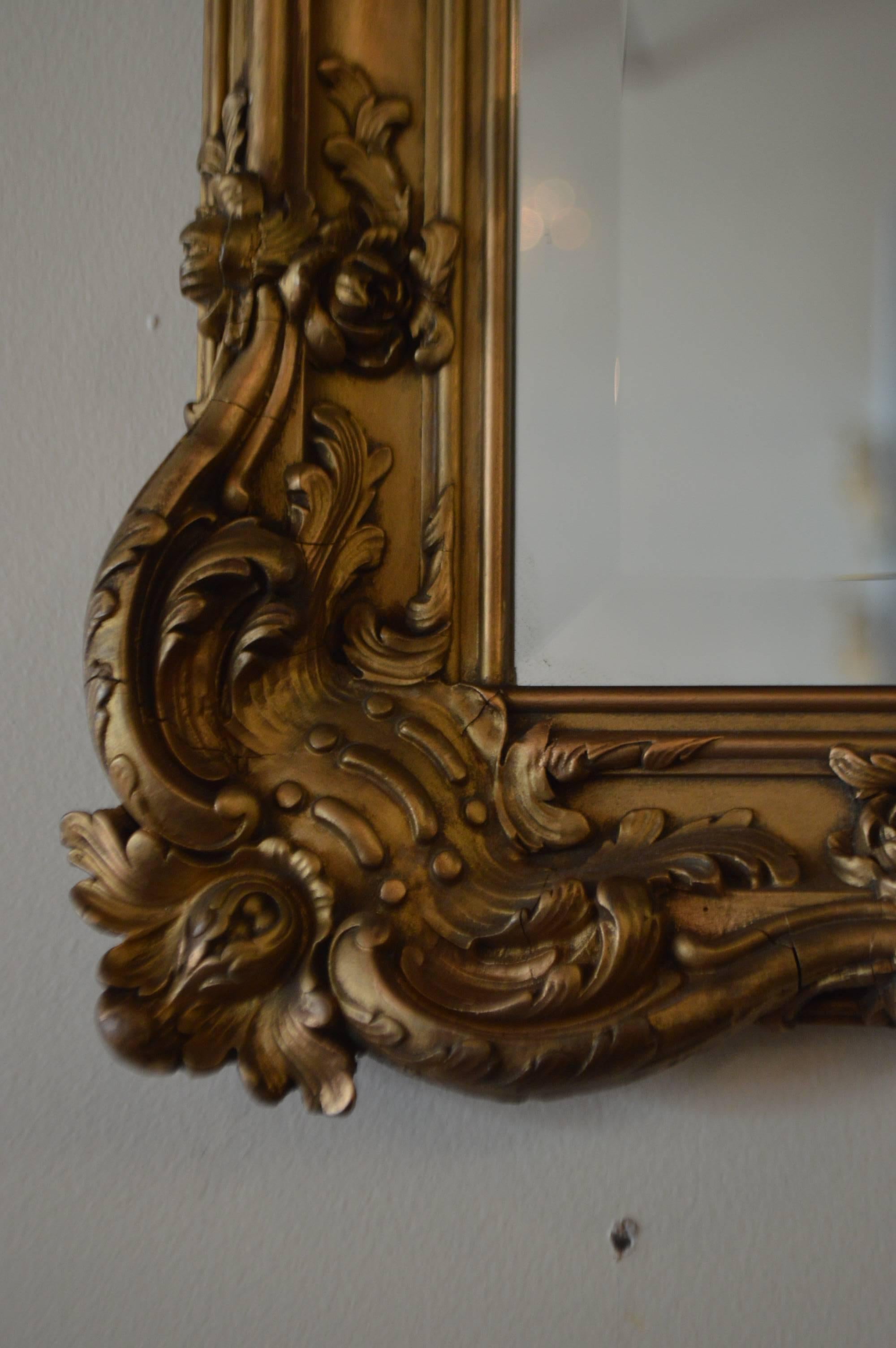 Louis XV Style Gilded Wooden Mirror In Excellent Condition In Oakville, ON