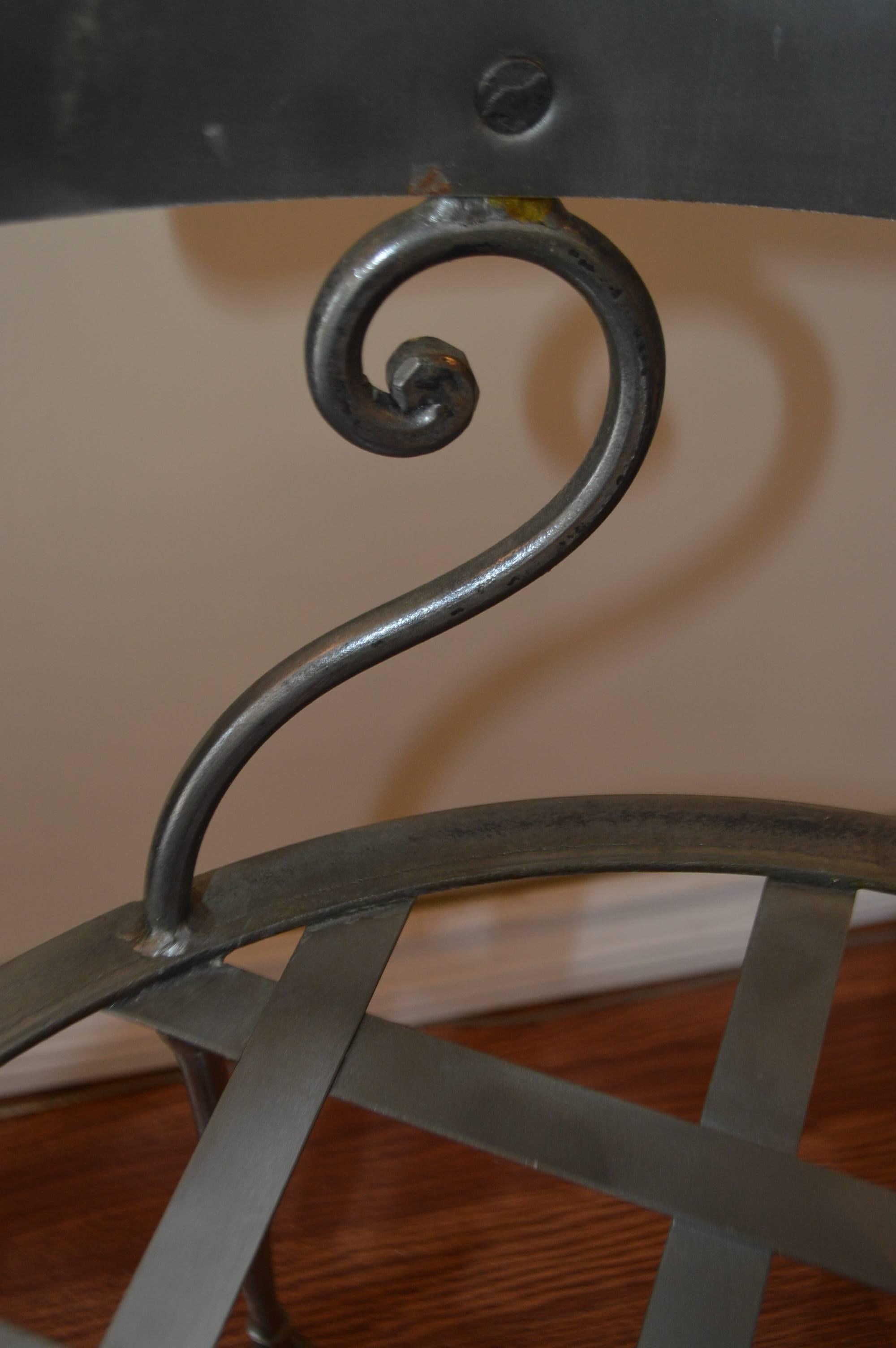 Hand-Crafted Set of Six Hand-Forged Wrought Iron Dining Chairs