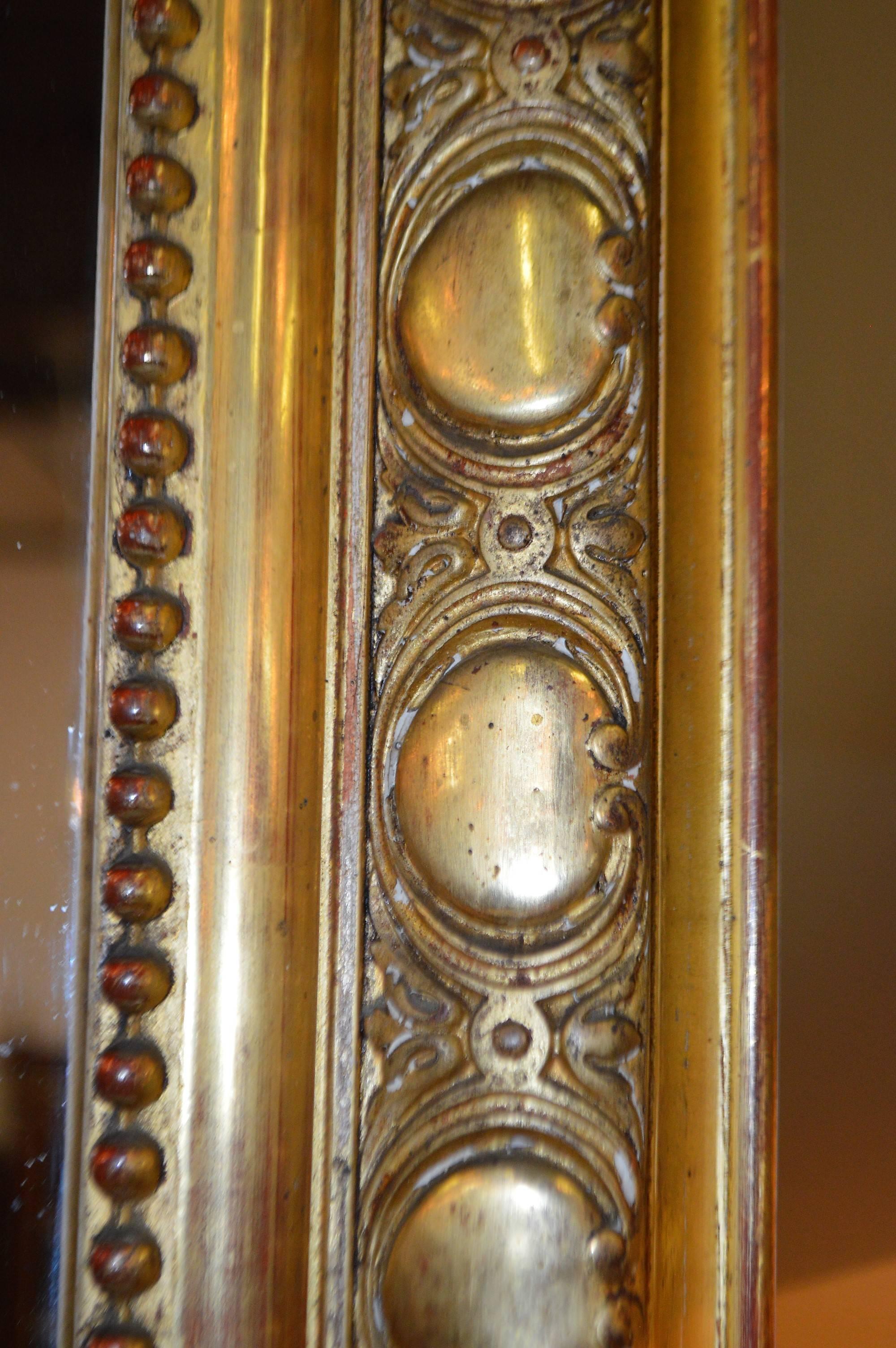 Gilt 19th Century French Highly Decorated Gilded Wooden Mirror