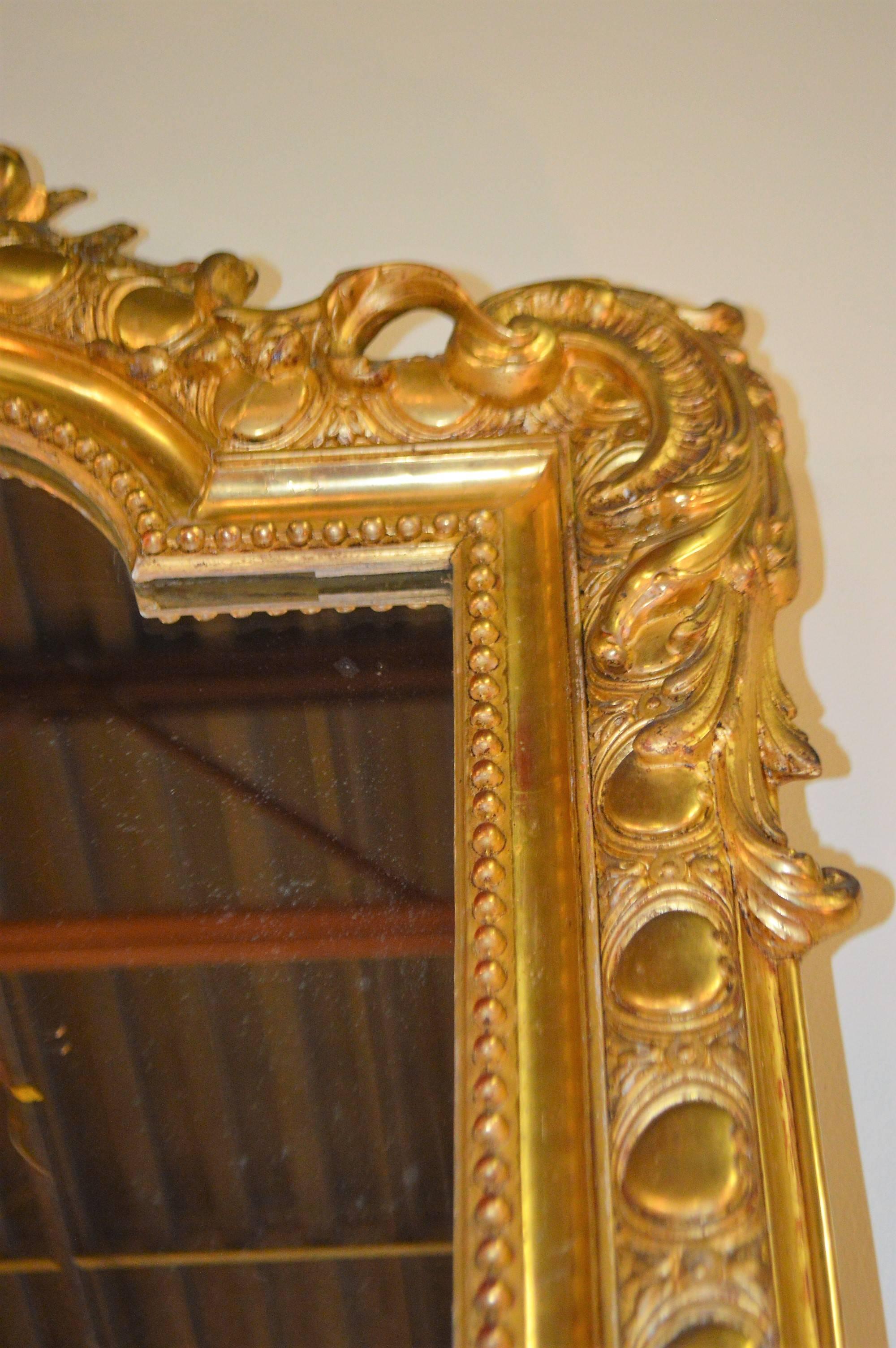 19th Century French Highly Decorated Gilded Wooden Mirror 1