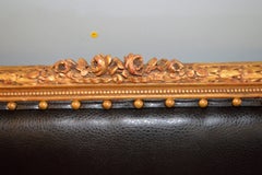 Louis XVI Style Gilded Settee, Canape, Newly Upholstered in a Simulated Leather