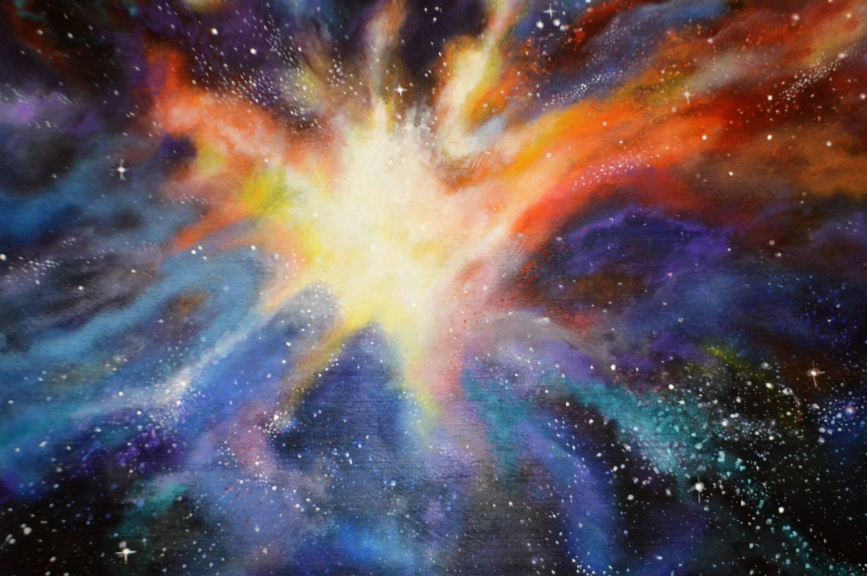 Acrylic Painting on Board from a Photo from Starry Deep Space Nebula Telescope In Excellent Condition For Sale In Oakville, ON