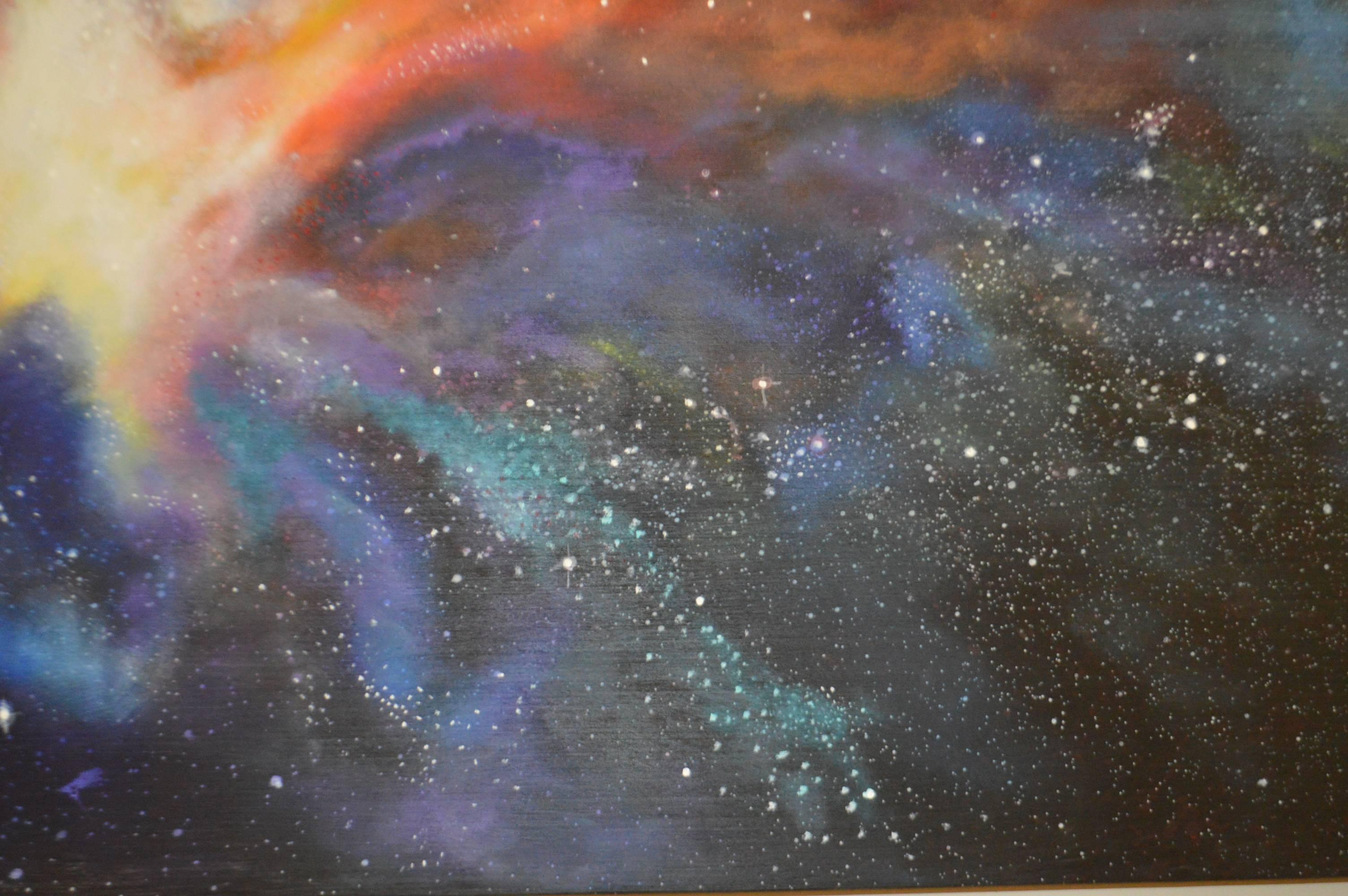 Acrylic Painting on Board from a Photo from Starry Deep Space Nebula Telescope For Sale 2