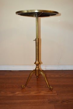 Round Tripod Solid Brass Side Table with Marble Top