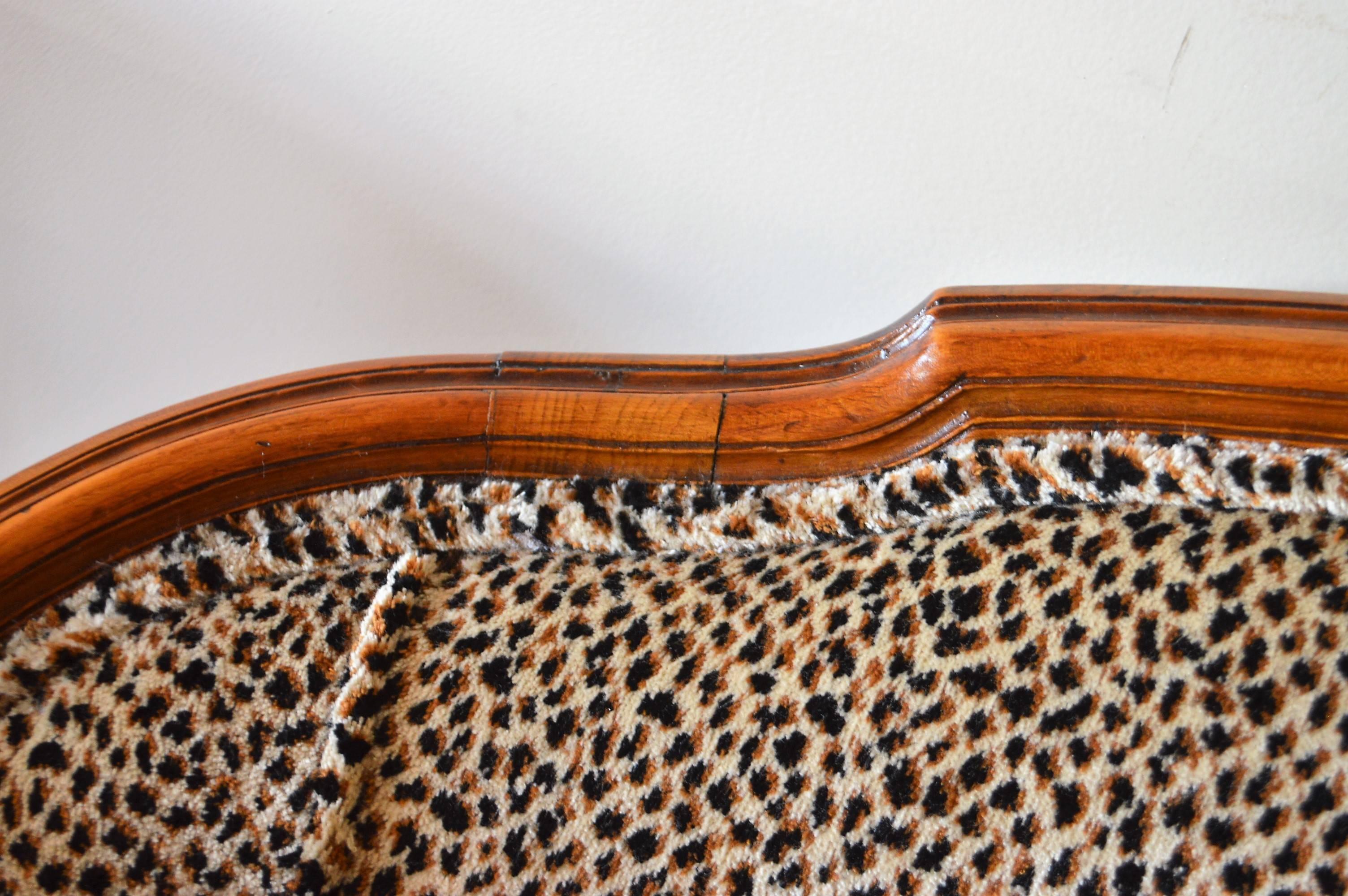 20th Century Louis XVI Style Walnut Sofa Newly Upholstered in a Leopard Pattern Chenille