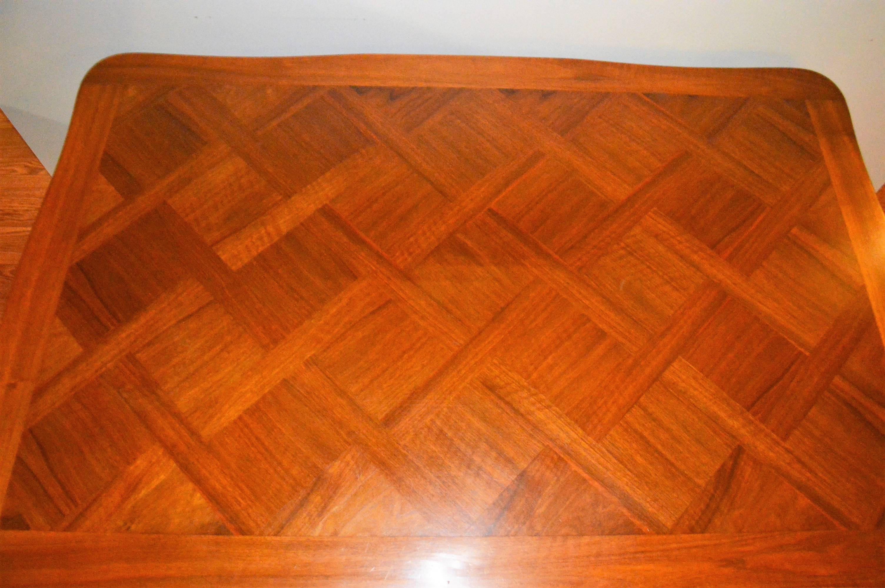 parquetry top dining table