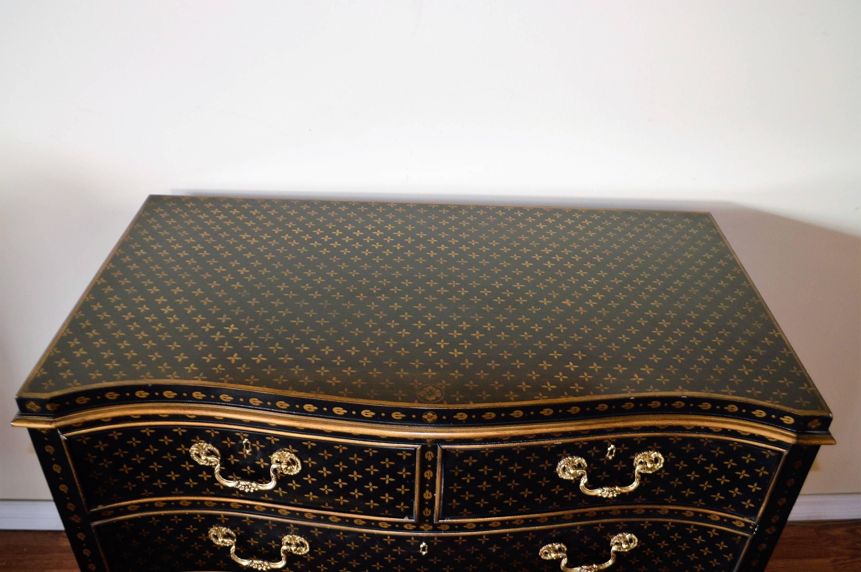 Appliqué Louis Vuitton Inspired Decorative Commode Executed in a Georgian Style