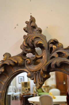 Rococo Style Hand-Carved Wooden Mirror with Gilded Details