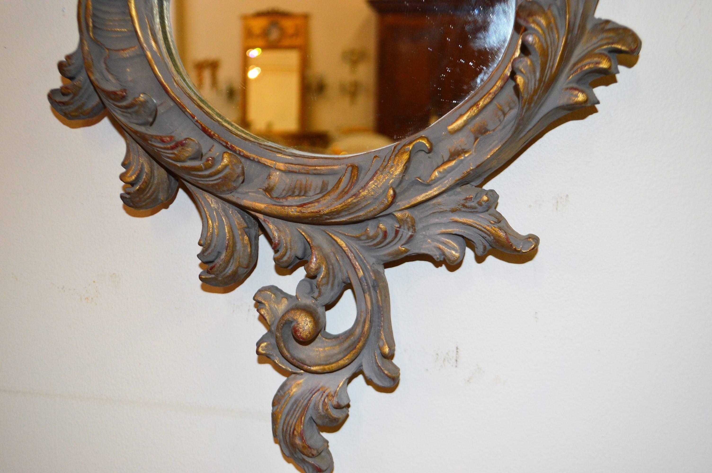 Rococo Style Hand-Carved Wooden Mirror with Gilded Details 2