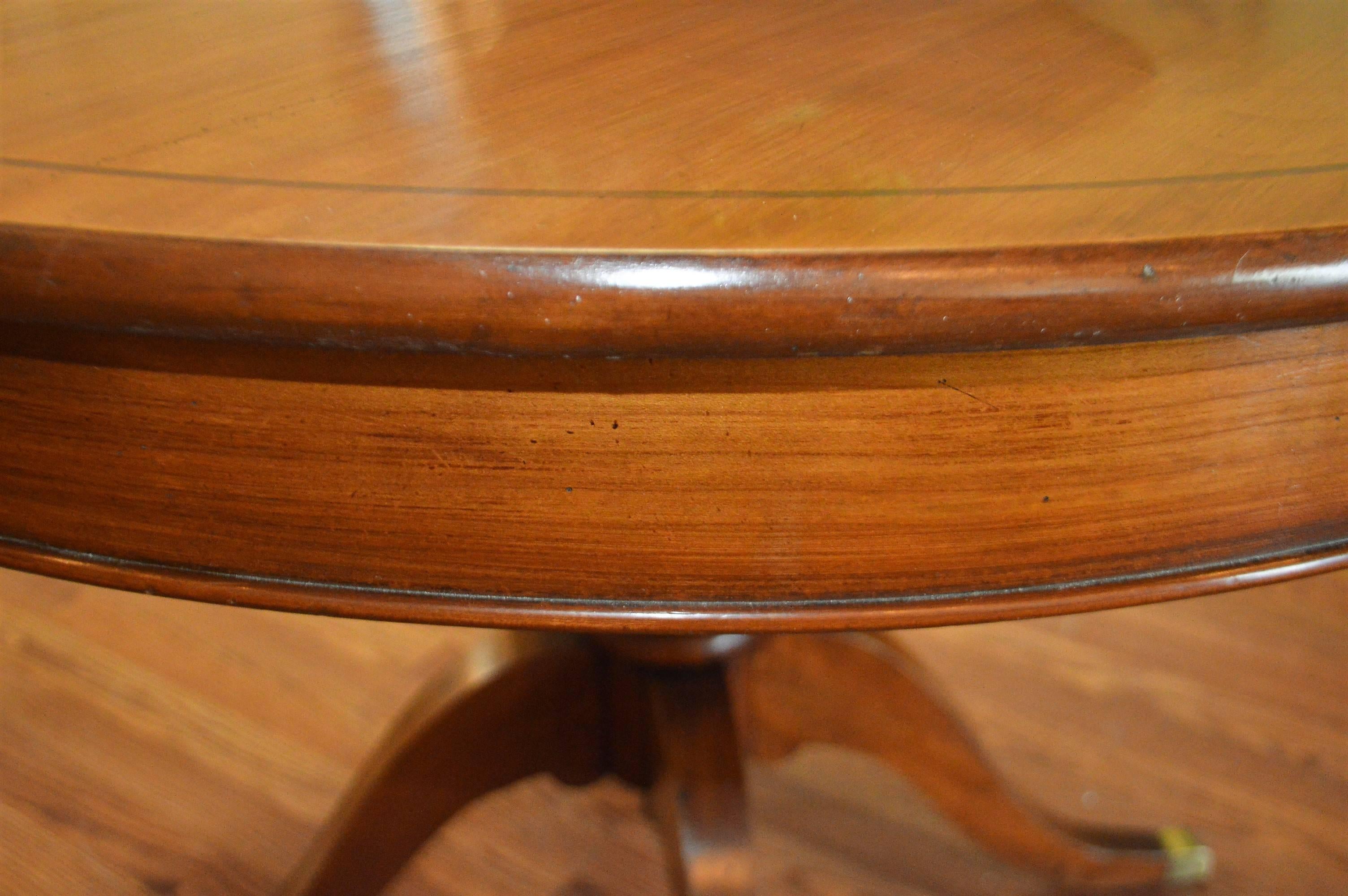 Louis Philippe Style Round Walnut Pedestal Table with Three Unfinished Leaves 1