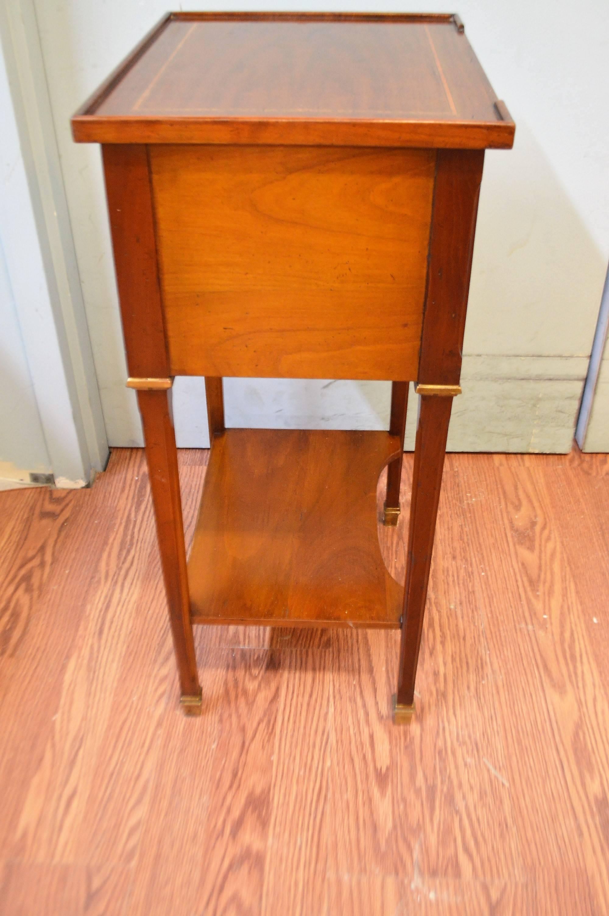20th Century Louis XVI Style Mahogany Side Table with Two Drawers and Bottom Shelf