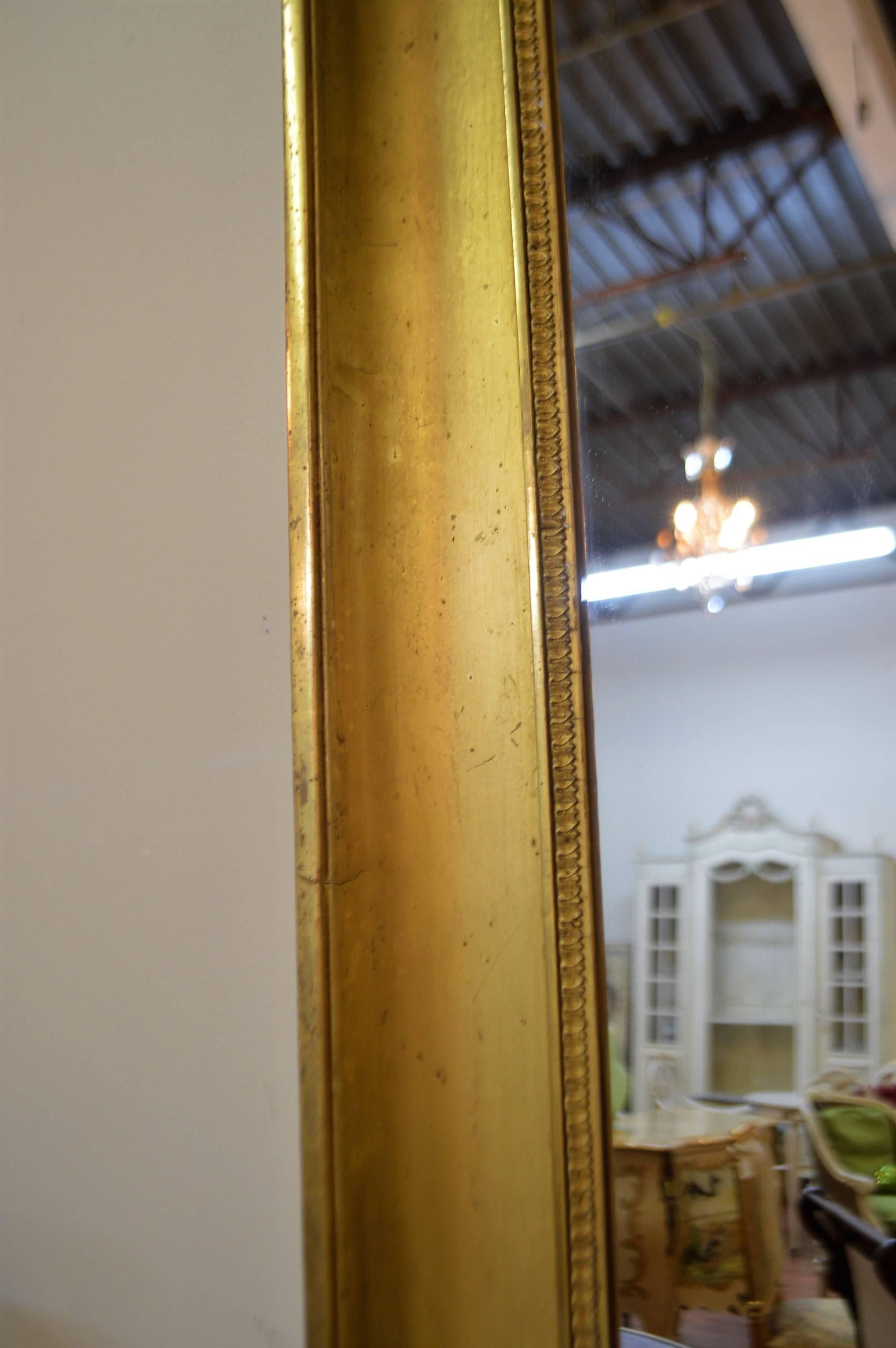 Mid-19th Century Directoire Style Gold Leaf Mirror with Palm Leaf Decor 1