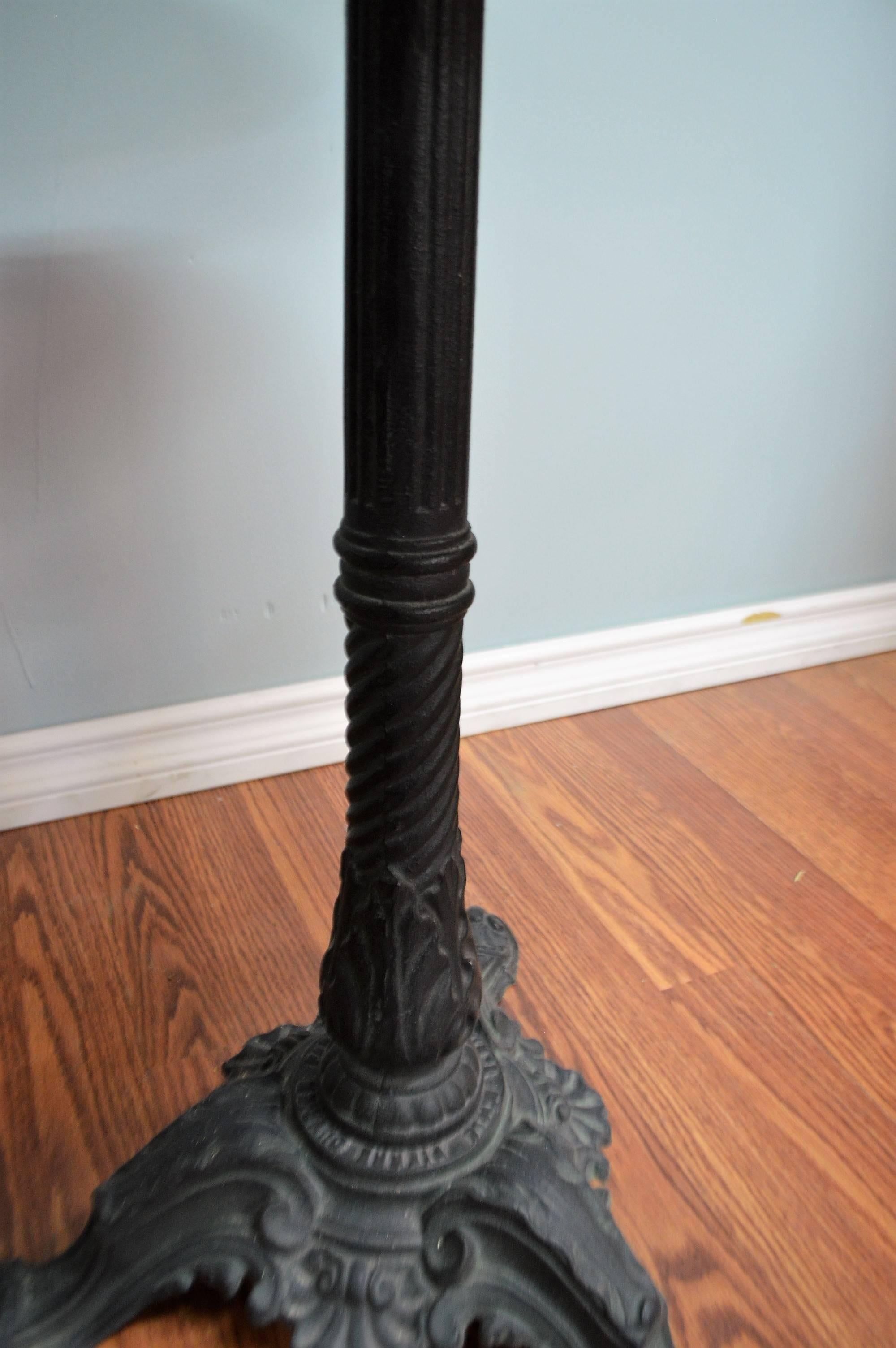 Black Wrought Iron Round French Bistro Table with a White Marble Top In Excellent Condition For Sale In Oakville, ON