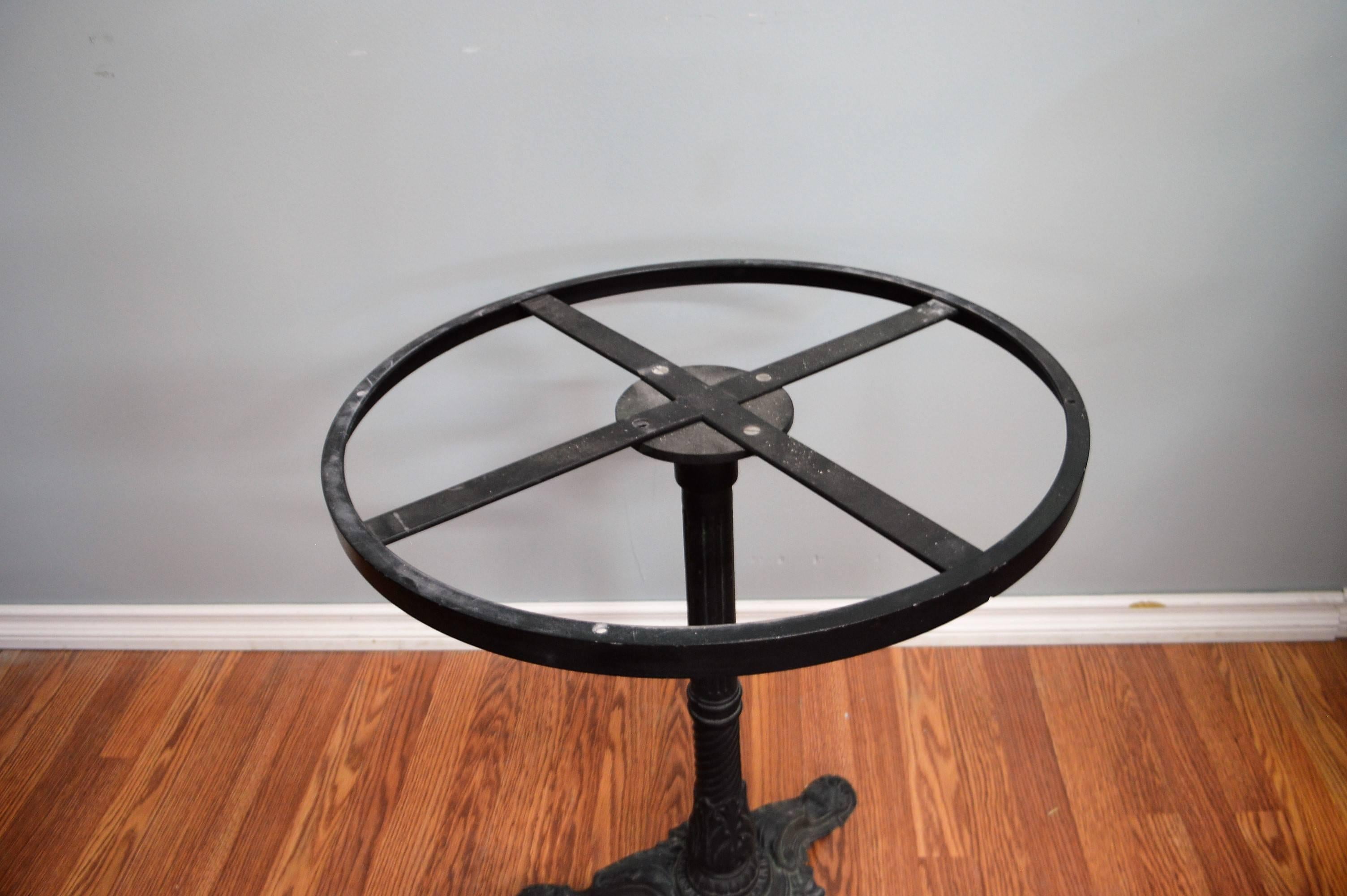 20th Century Black Wrought Iron Round French Bistro Table with a White Marble Top For Sale