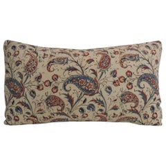 Antique 19th Century Indian Floral Hand-Blocked Bolster Decorative Pillow