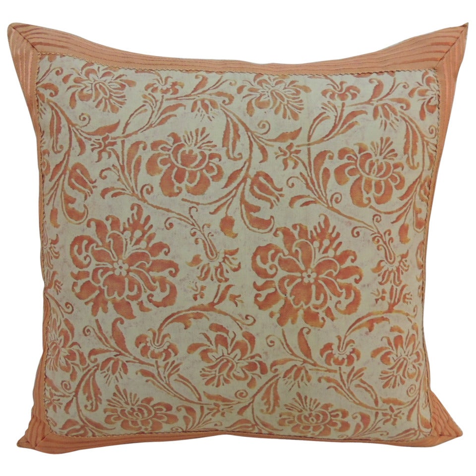 CLOSE OUT SALE: Pink & Ecru Vintage Fortuny "Cimarosa" Floral Decorative Pillow