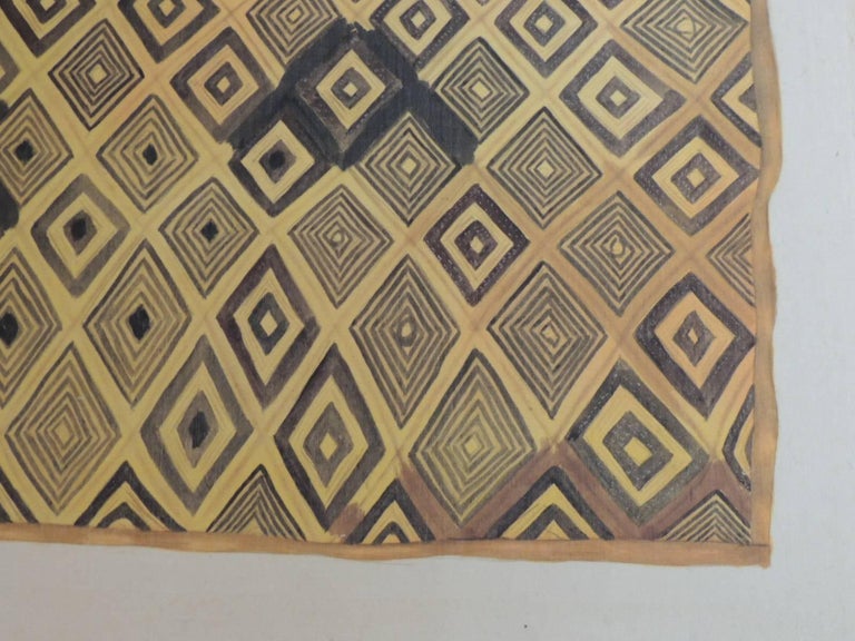 Framed HandPainted African Kuba Velvet Textile Framed Art For Sale at