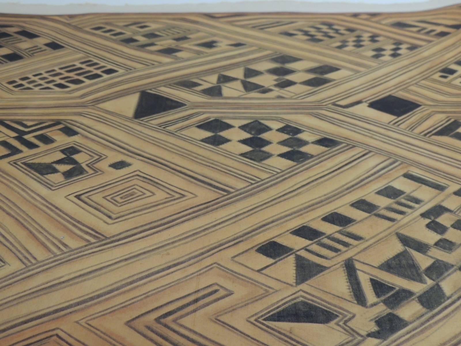 Tribal Framed Hand-Painted African Kuba Velvet Textile Framed Art