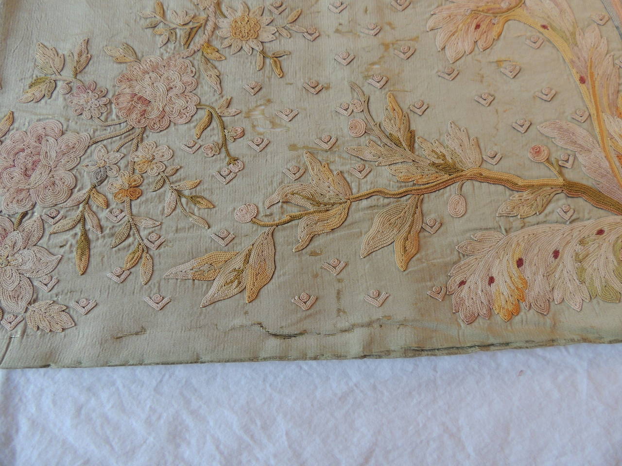 Louis XVI Collection of Antique Textiles 18th Century Embroidery Panel For Sale