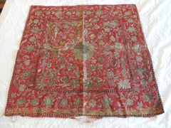 Red and Gold Persian Embroidery Square Panel