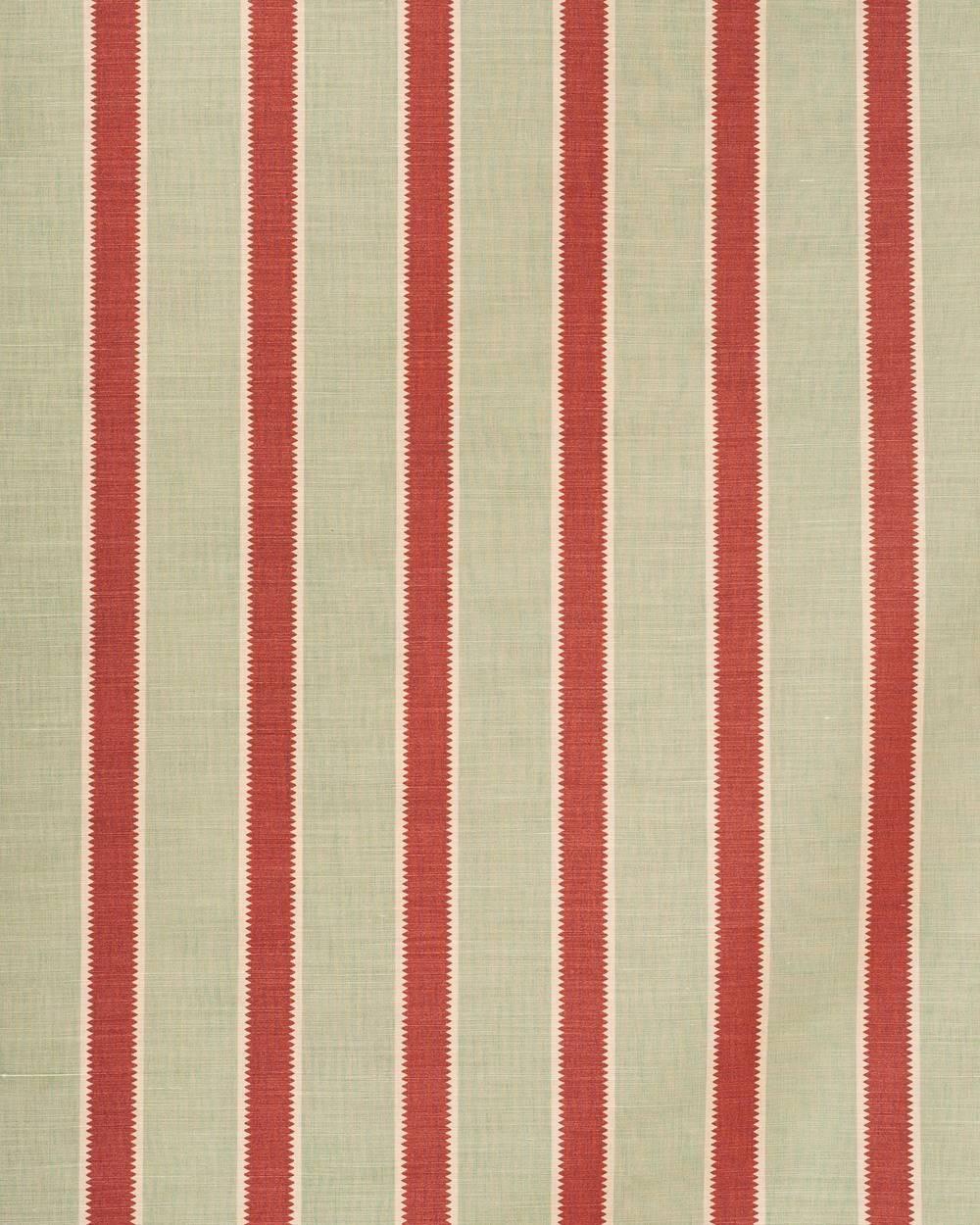 Hand-Crafted Pair of Red and Green Bennison Stripe Fabric Pillows