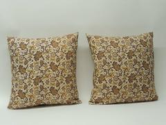 Pair of Yellow Paisley Indian Batik Decorative Pillows