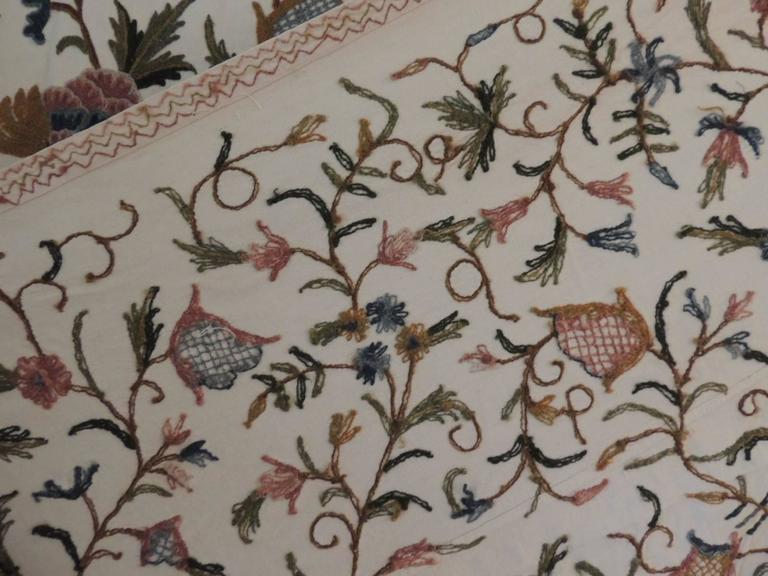 Vintage Crewel Embroidery Wall Hanging For Sale at 1stdibs