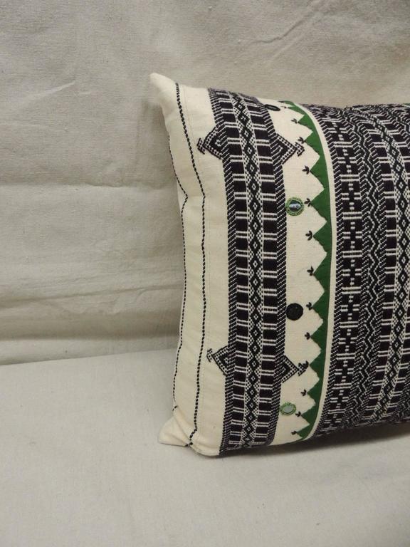Pair of Green and Black Embroidery Decorative Pillows For Sale at 1stdibs