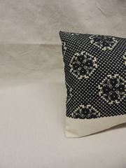 Dark Indigo Embroidery Fez Antique Textile Bolster Decorative Pillow