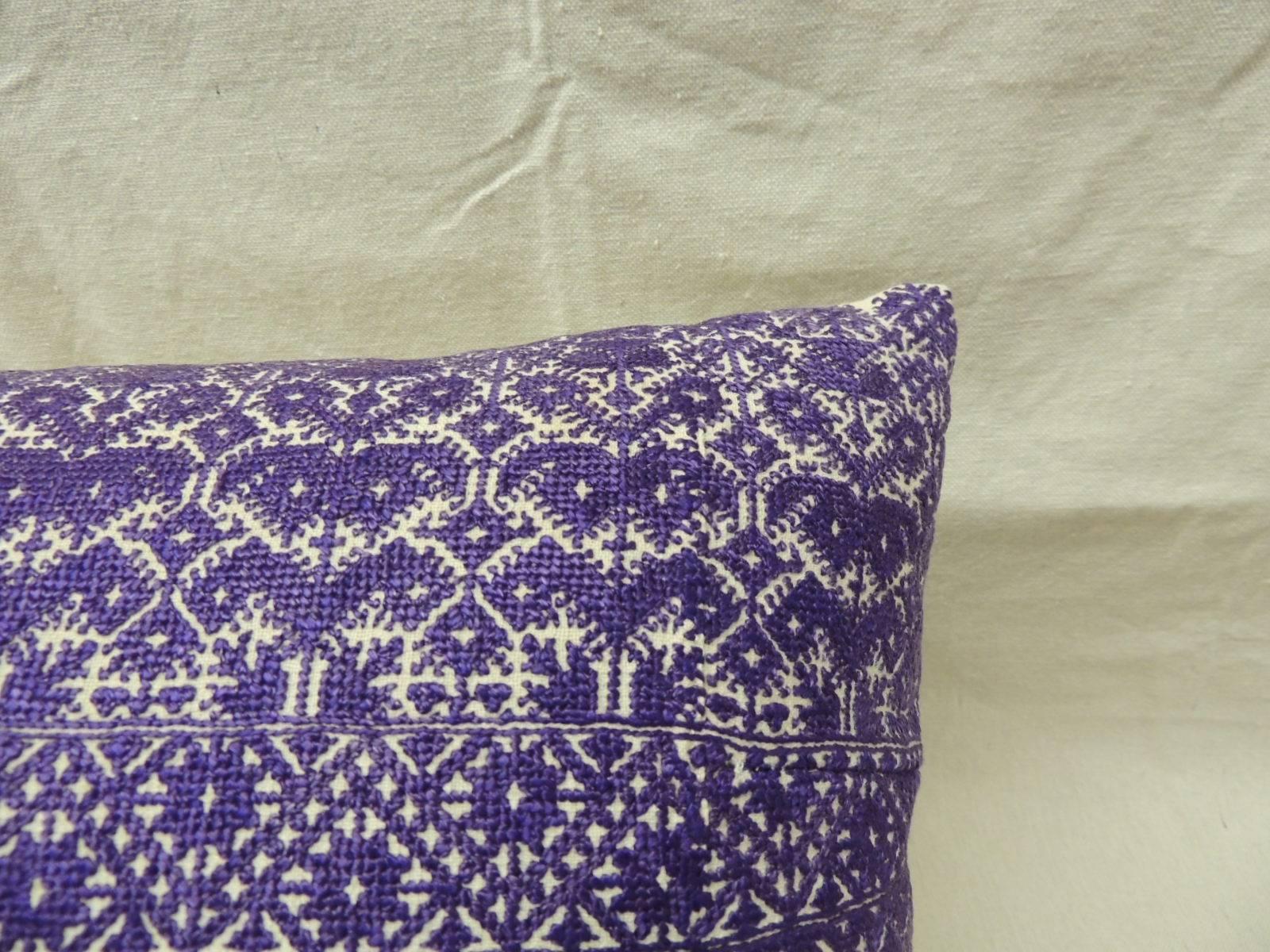 Moorish Antique Purple Embroidery Fez Decorative Bolster Pillow