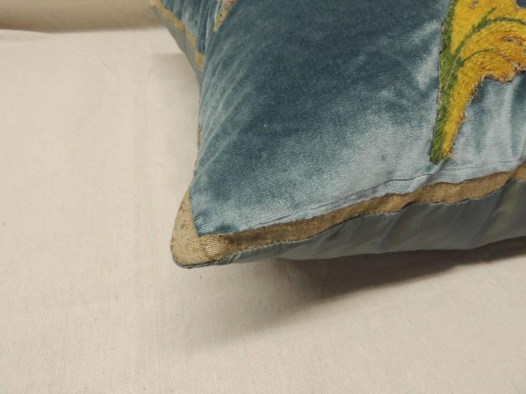 Silk Velvet Yellow Bird Applique Bolster Pillow at 1stdibs