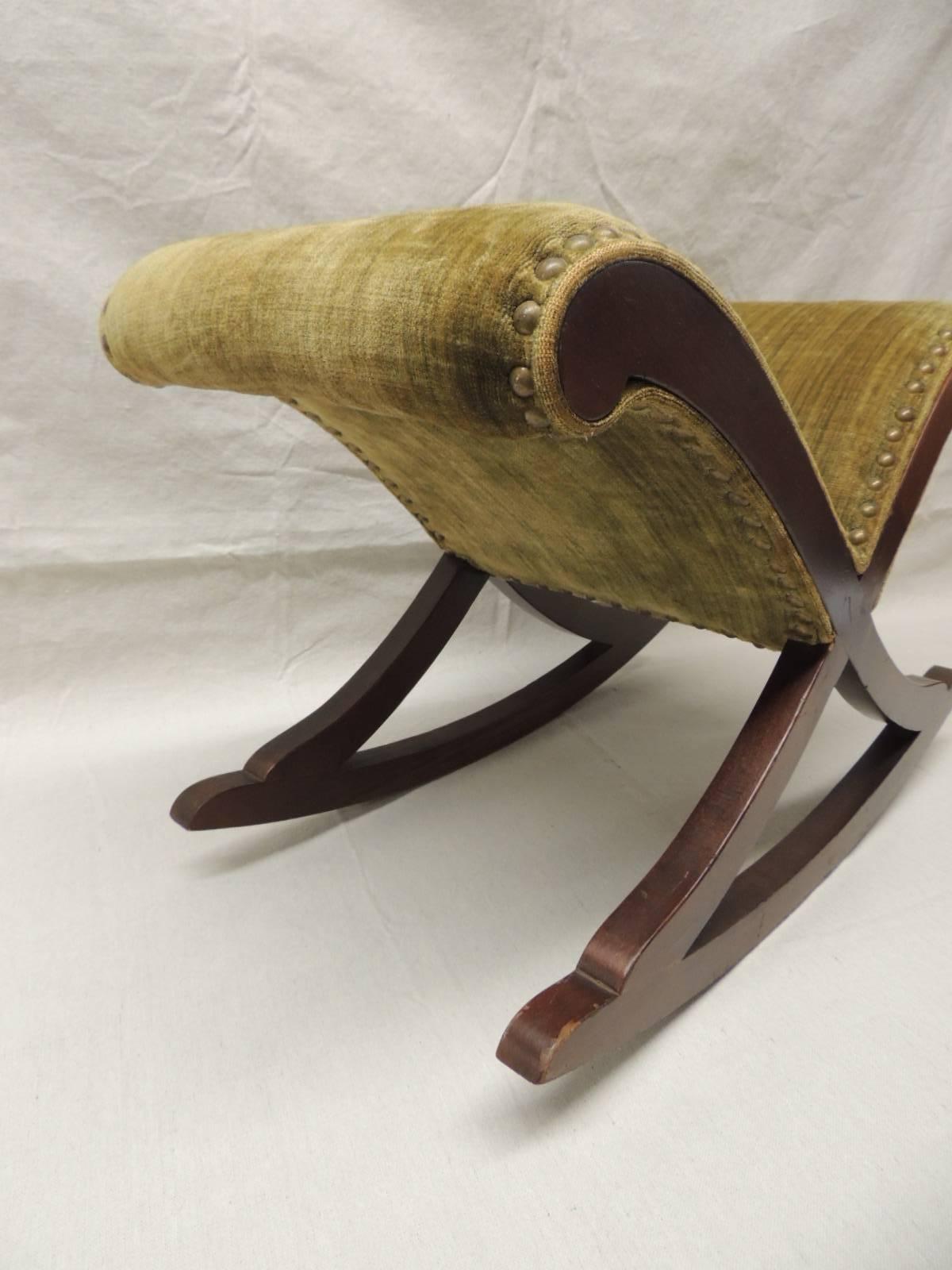 Colonial Revival Antique Gout Velvet Rocking Stool