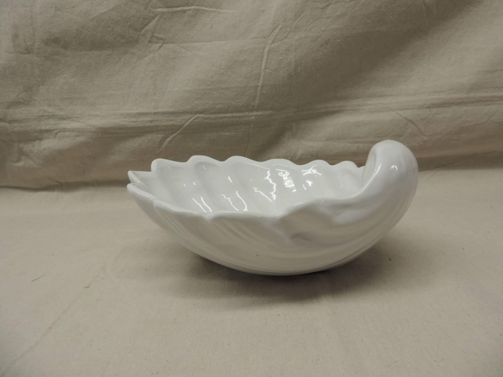 Portuguese White Ceramic Clam Shell Serving Dish