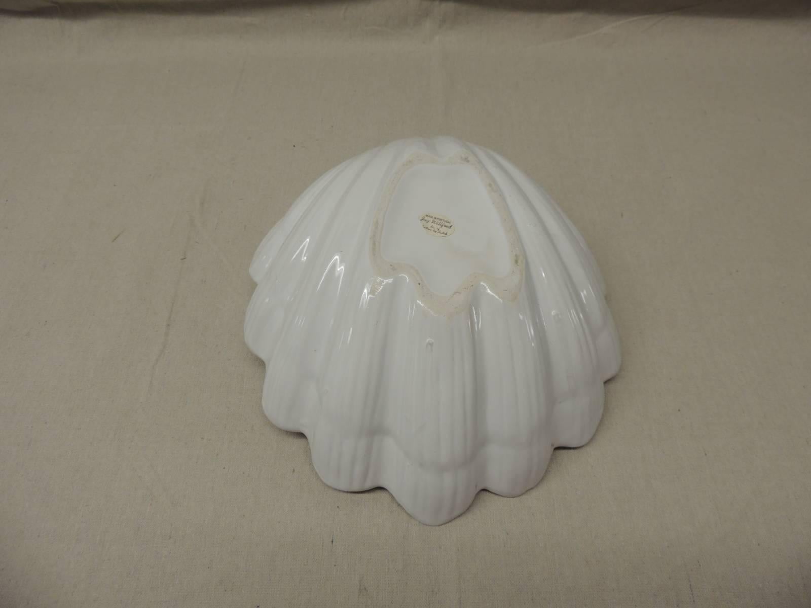 Hand-Crafted White Ceramic Clam Shell Serving Dish