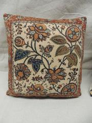 Pair of Indian Batik Linen Pillows