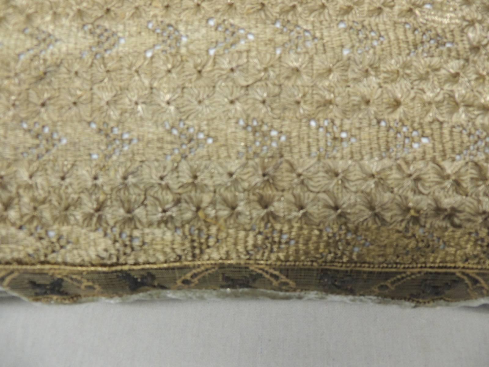 Turkish 18th Century Gold Metallic Embroidery Persian Pillow