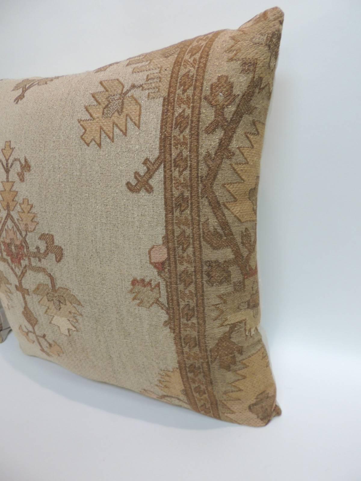 Moorish Pair of Gold Metallic Threads Embroidered Turkish Decorative Pillows